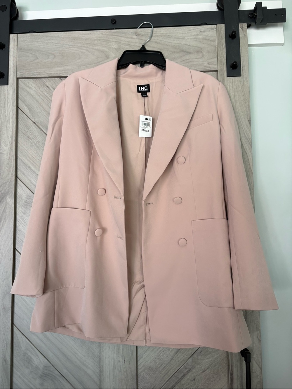 INC International Concepts Dusty Blush deep nude Double-Breasted Blazer small